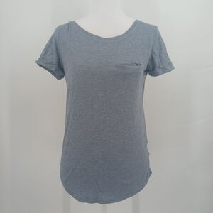 womens grey basic fitted tee shirt size XS H&M pocket short sleeve